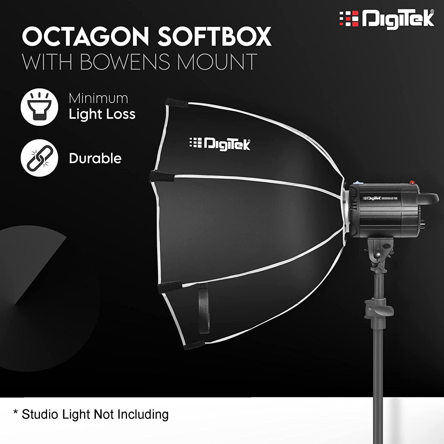 Digitek (DSB-120 Bowens)120CM Octagon Soft Box with Bowens Mount Lightweight & Portable , Comes with Diffuser Sheets & Carrying Case (DSB-120 Bowens) - Digitek