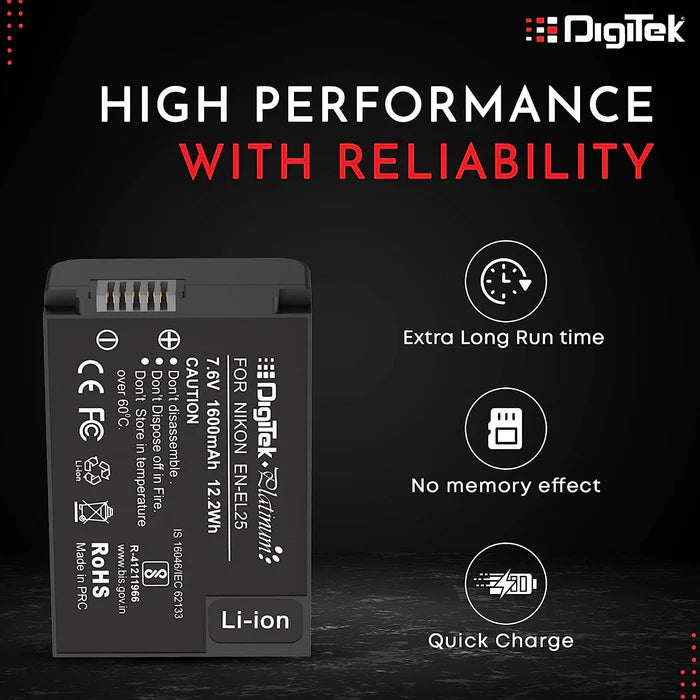 Digitek (Platinum EN-EL25) Li-ion Rechargeable Battery for Nikon Cameras